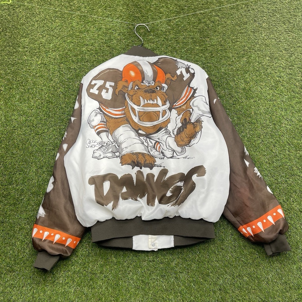 Vintage Chalkline Cleveland Browns Jacket Mens Large AOP Dawgs Windbreaker Zip